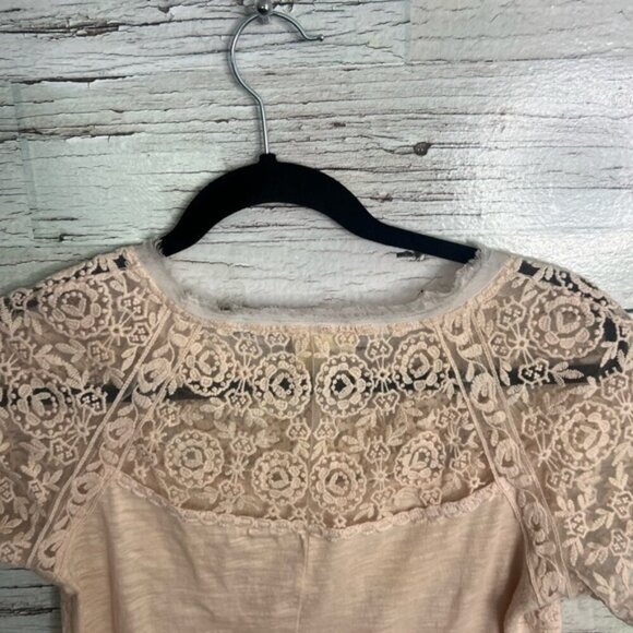 Anthropologie Meadow Rue Cream Lace Relaxed Blouse top peach size small - Picture 5 of 7